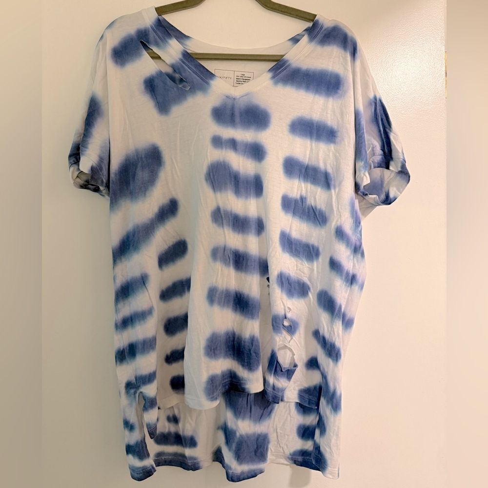 Blue Tie-Dye Women's Top, very soft, Size L